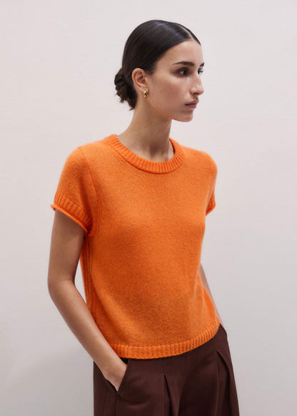 ME+EM Orange Merino Cashmere Silk Baby Tee