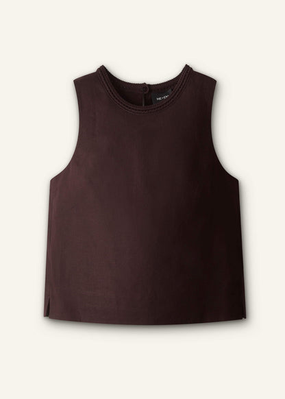 ME+EM Brown Crochet Trim Crop Top