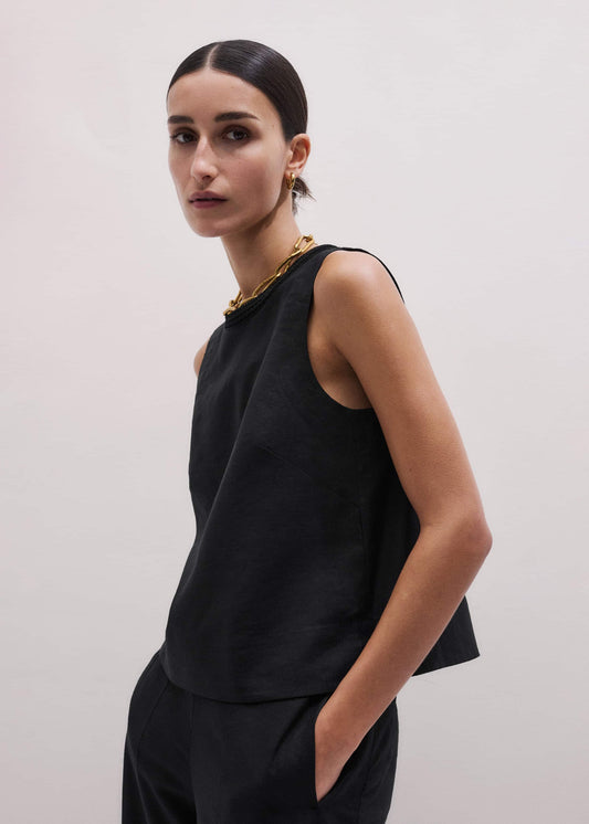 ME+EM Black Crochet Trim Crop Top
