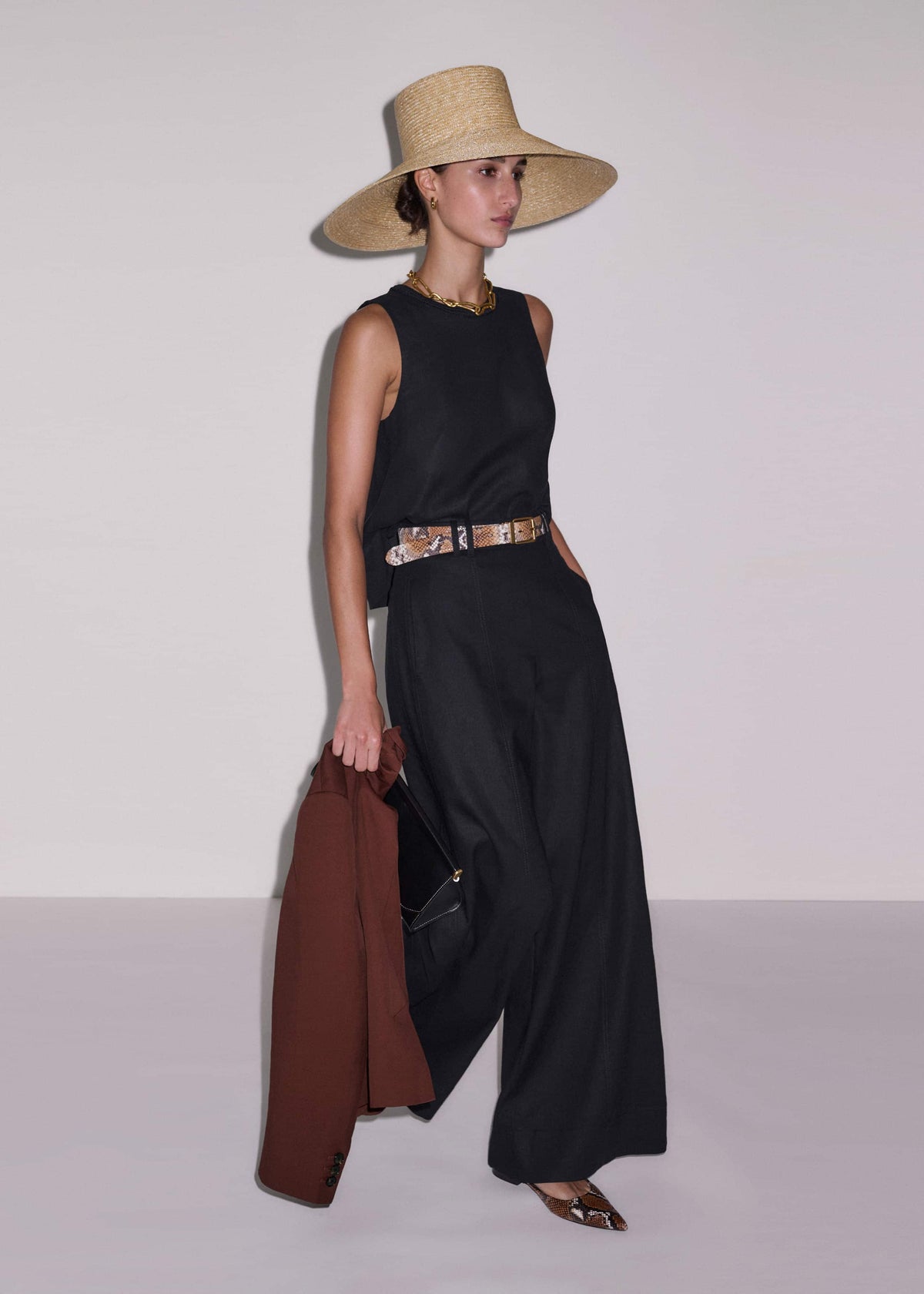 ME+EM Black Crochet Trim Crop Top