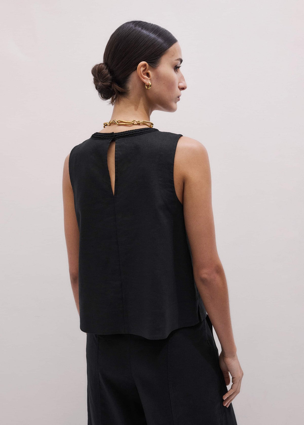 ME+EM Black Crochet Trim Crop Top