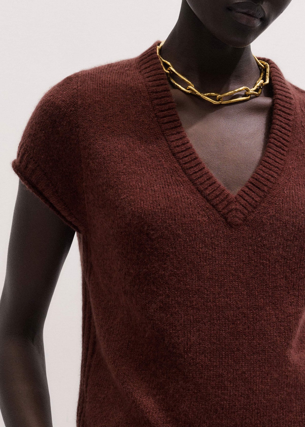 ME+EM Cinnamon Brown V-Neck Baby Tee