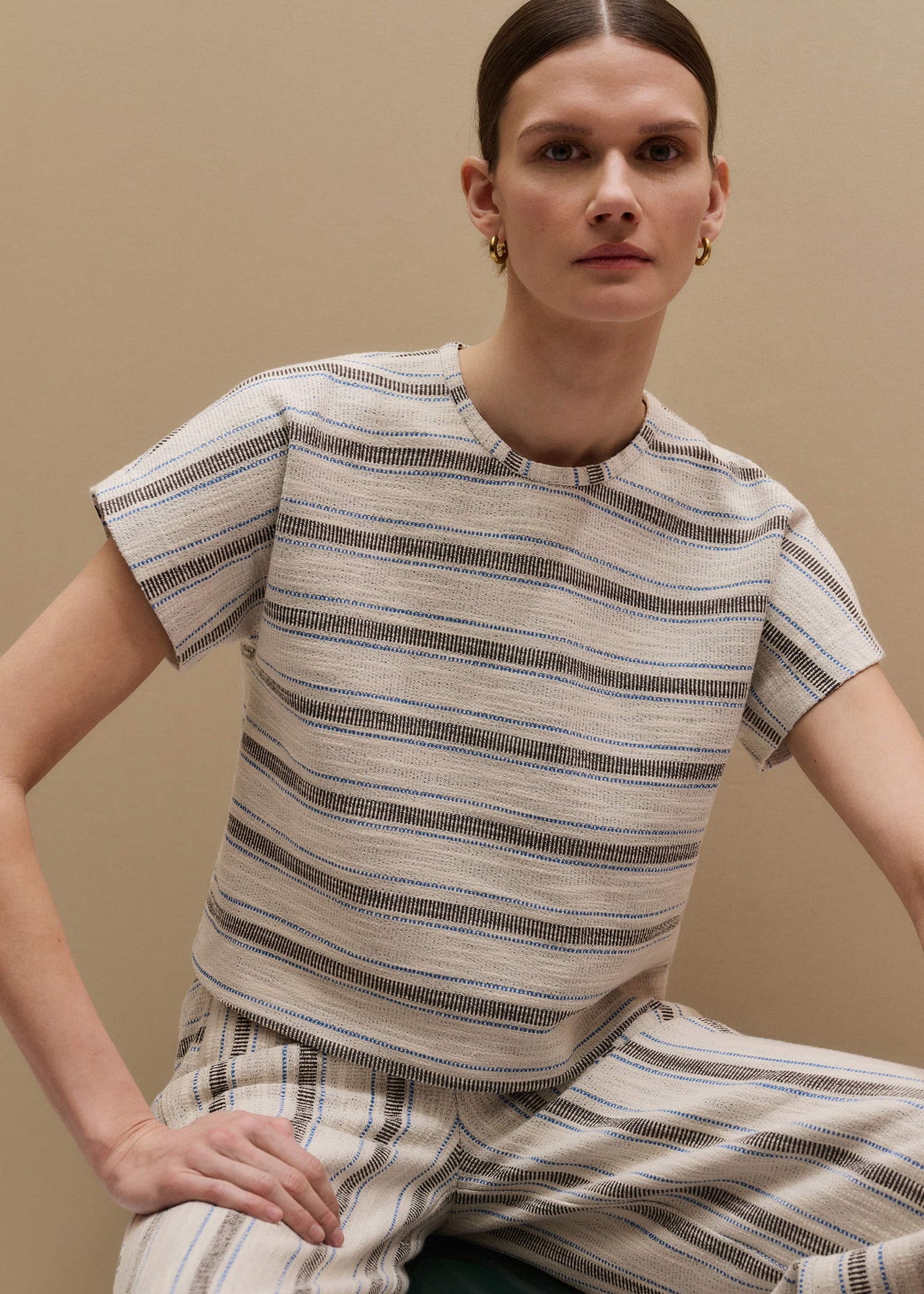 ME+EM Cream Stripe Tee