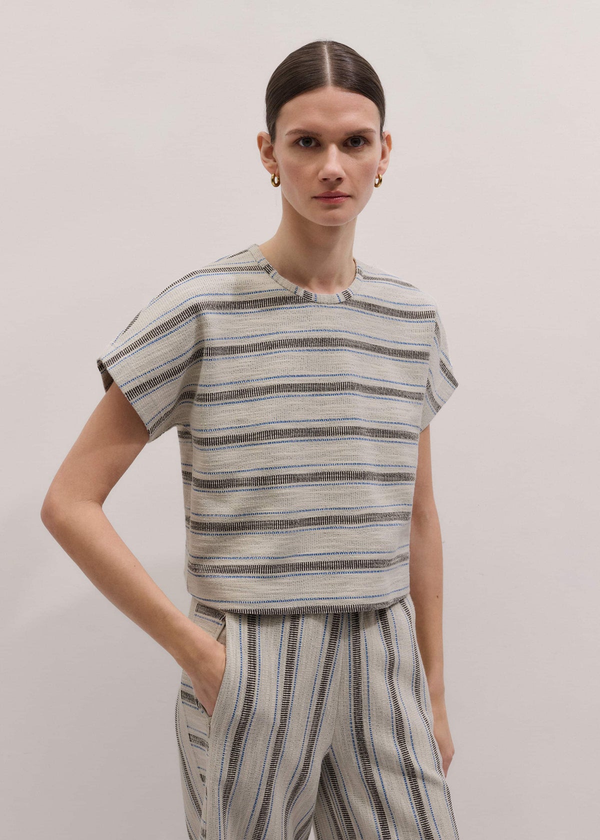 ME+EM Cream Stripe Tee