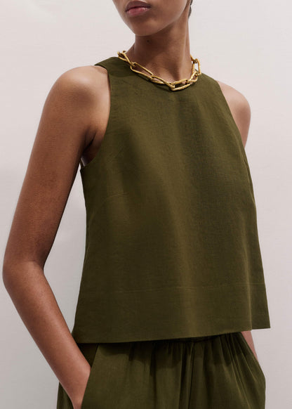 ME+EM Olive Green Shell Crop Top