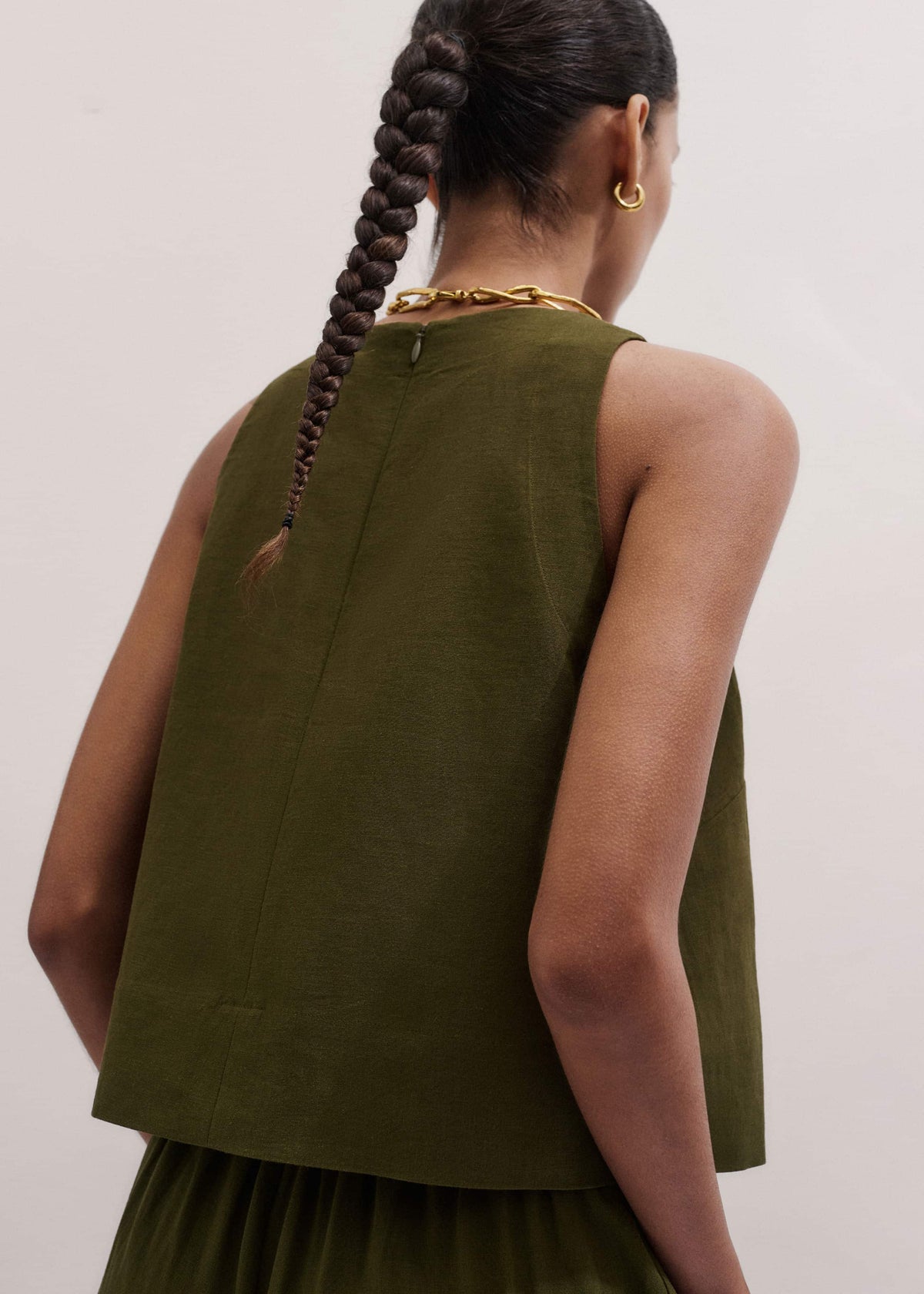 ME+EM Olive Green Shell Crop Top