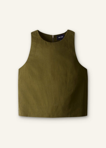ME+EM Olive Green Shell Crop Top