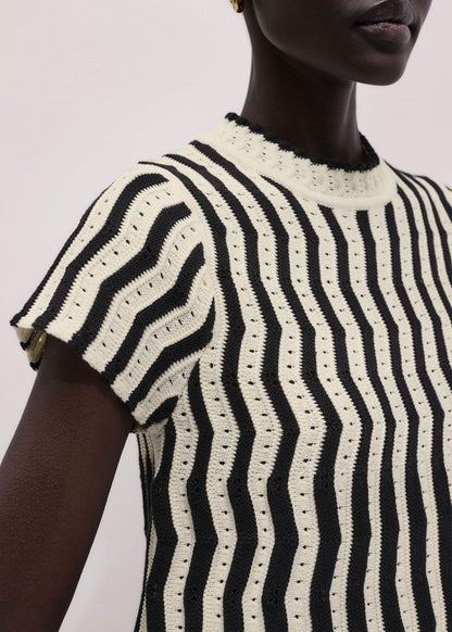 ME+EM Cream Textured Pointelle Knit Swing Top
