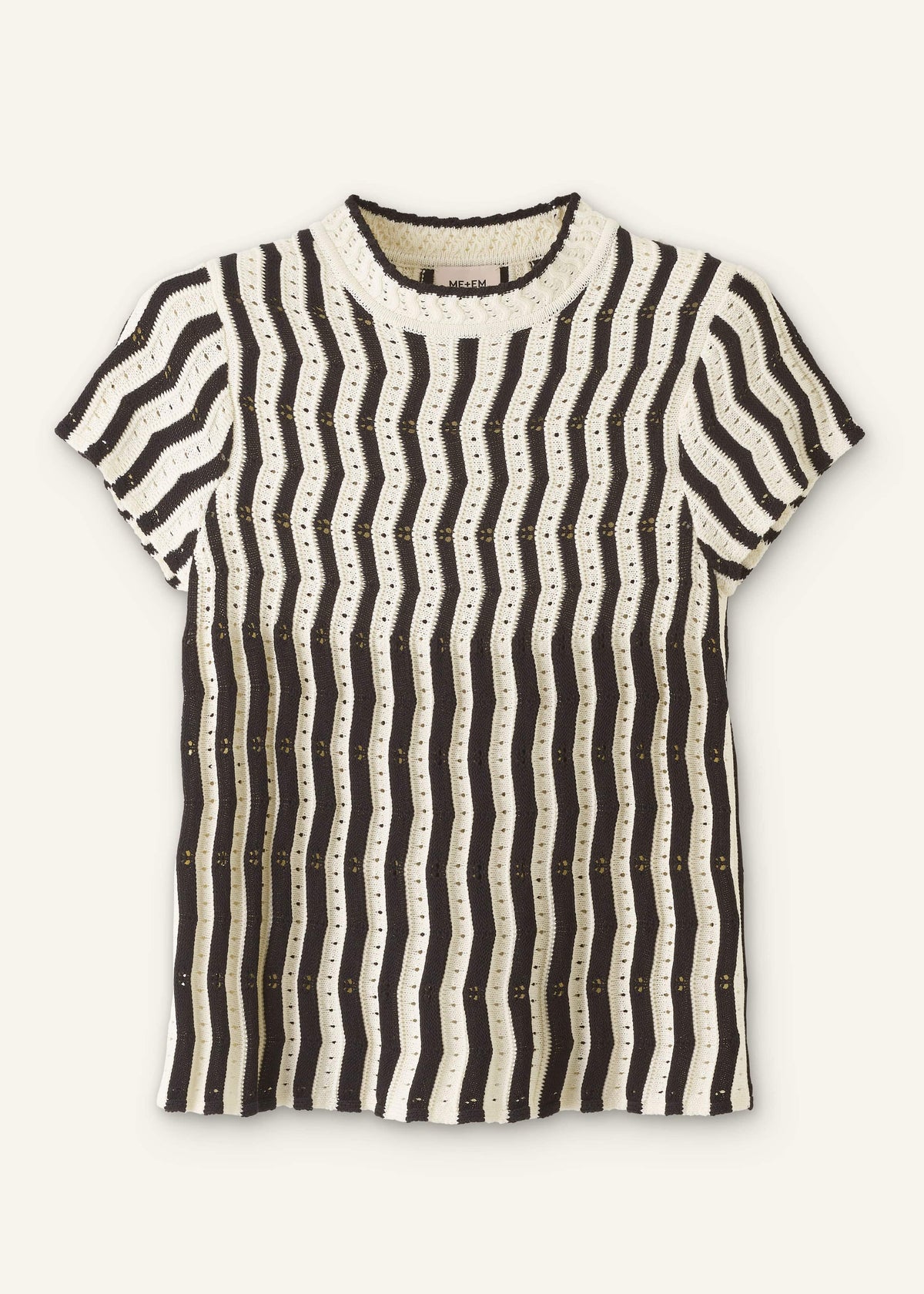 ME+EM Cream Textured Pointelle Knit Swing Top
