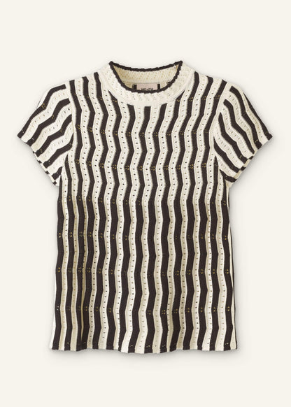 ME+EM Cream Textured Pointelle Knit Swing Top