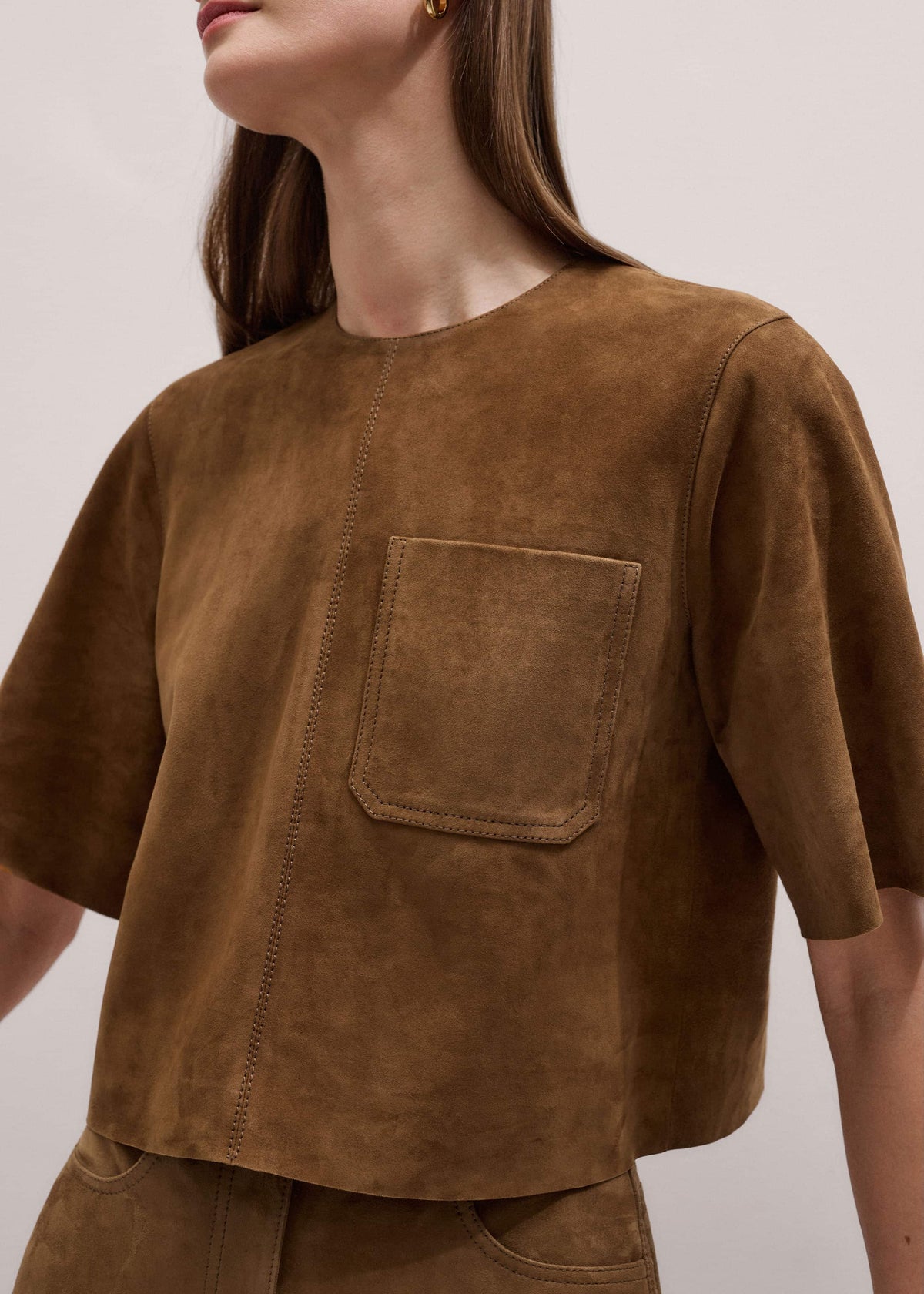 ME+EM Brown Luxe Boxy T-Shirt