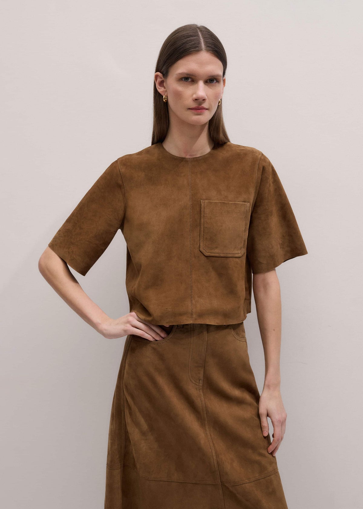 ME+EM Brown Luxe Boxy T-Shirt