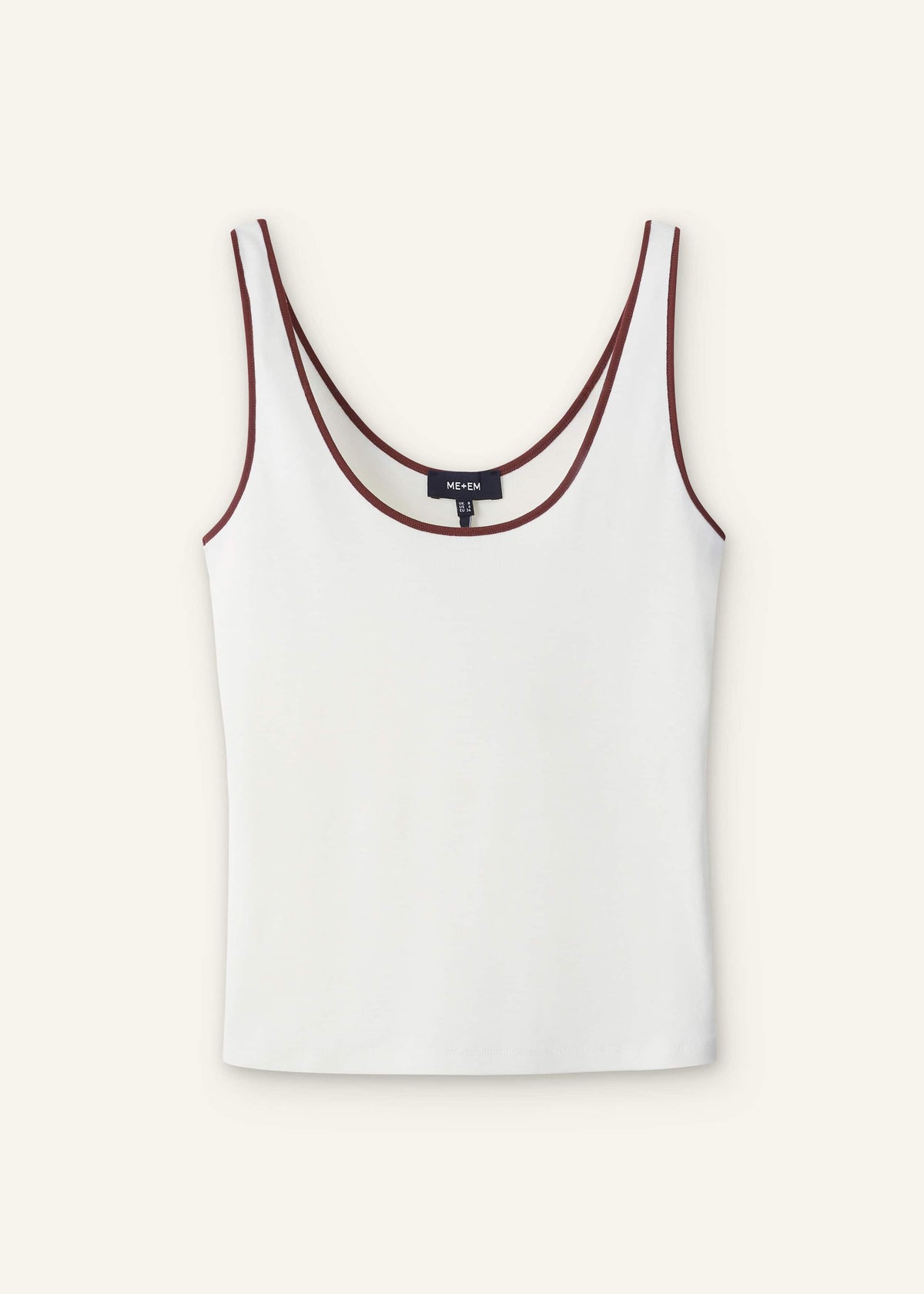 ME+EM Cream Contrast Trim Slim Vest