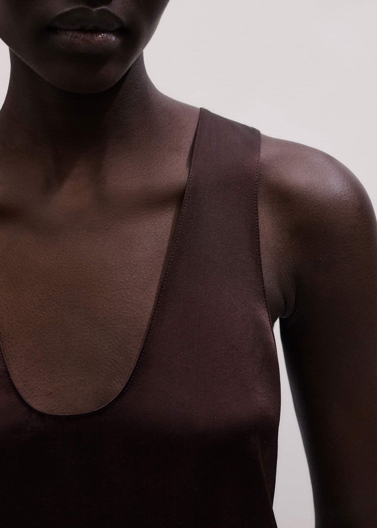 ME+EM Brown Silk Satin Fluid Evening Tank