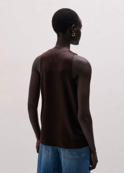 ME+EM Brown Silk Satin Fluid Evening Tank