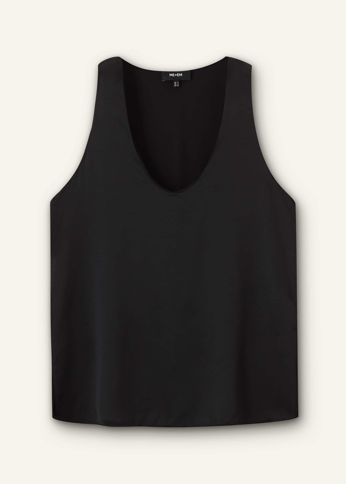 ME+EM Black Silk Satin Evening Tank Top