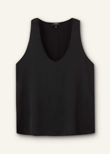 ME+EM Black Silk Satin Evening Tank Top