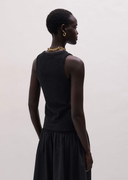ME+EM Black Textured Slim Basic Tank Top