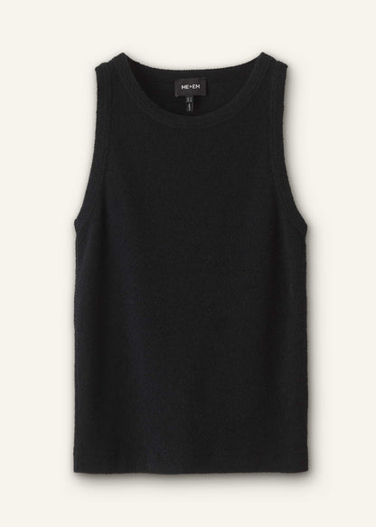 ME+EM Black Textured Slim Basic Tank Top
