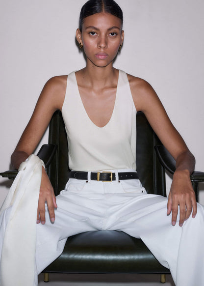ME+EM Cream Scoop Neck Vest