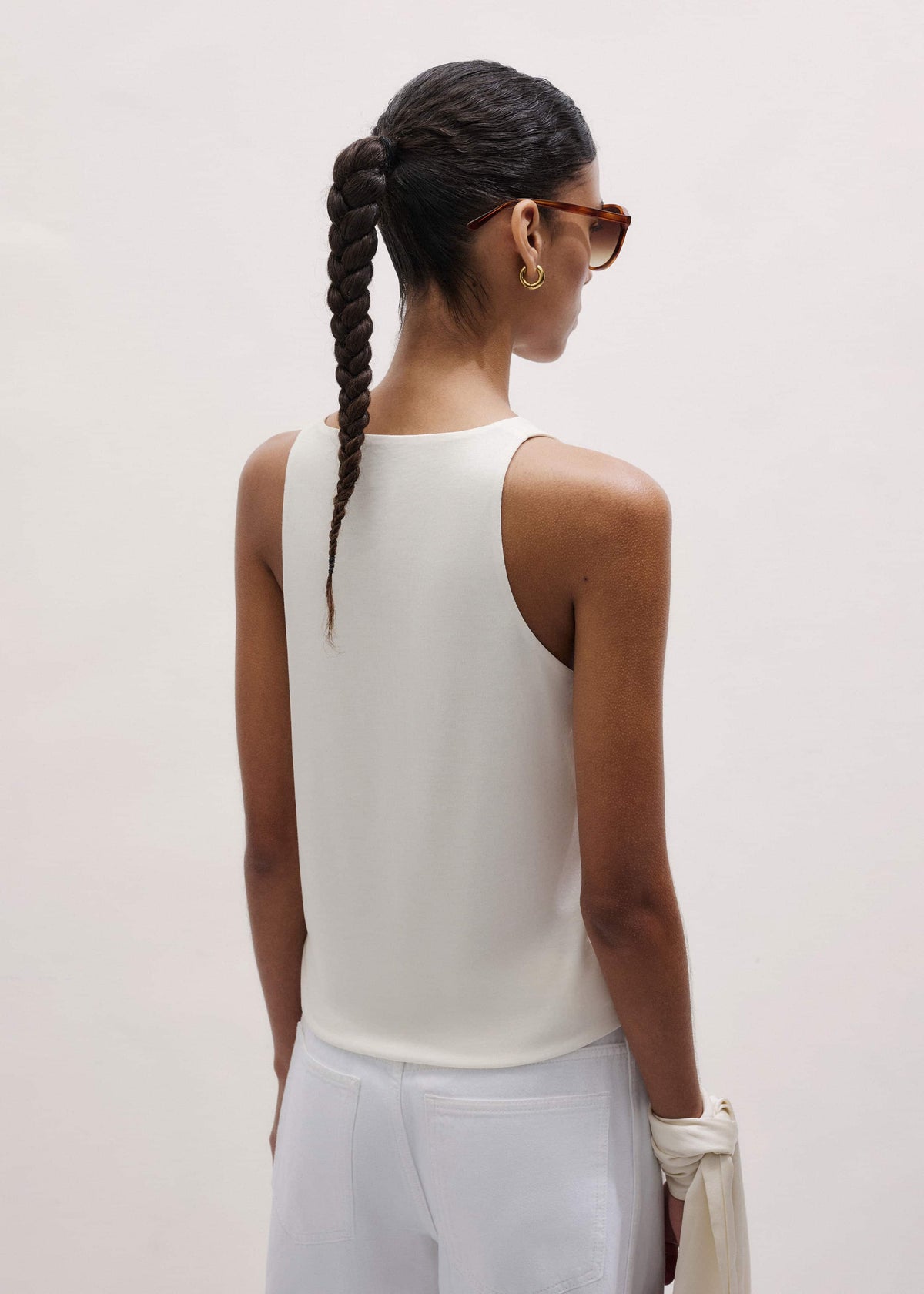 ME+EM Cream Scoop Neck Vest