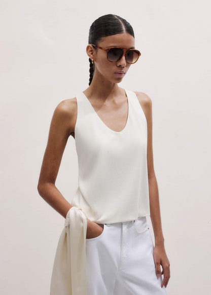 ME+EM Cream Scoop Neck Vest