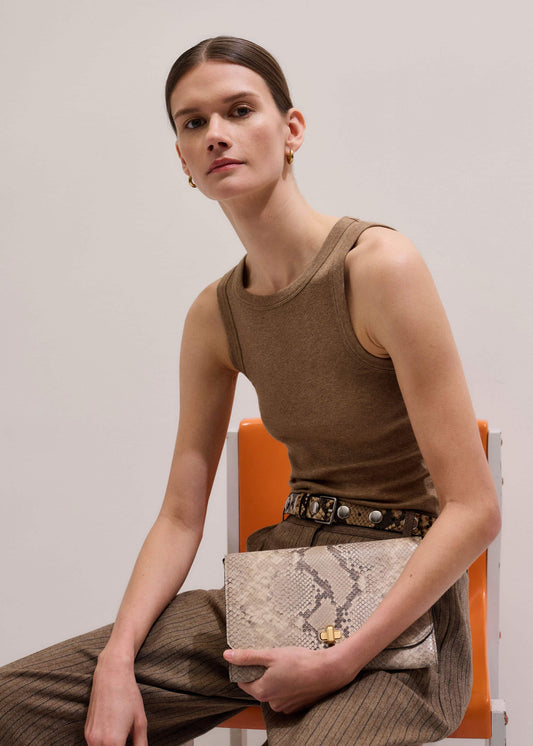 ME+EM Camel Brown Ultimate Crew Neck Tank