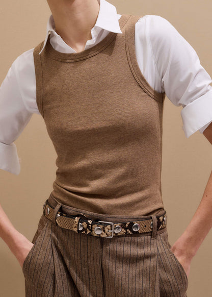 ME+EM Camel Brown Ultimate Crew Neck Tank
