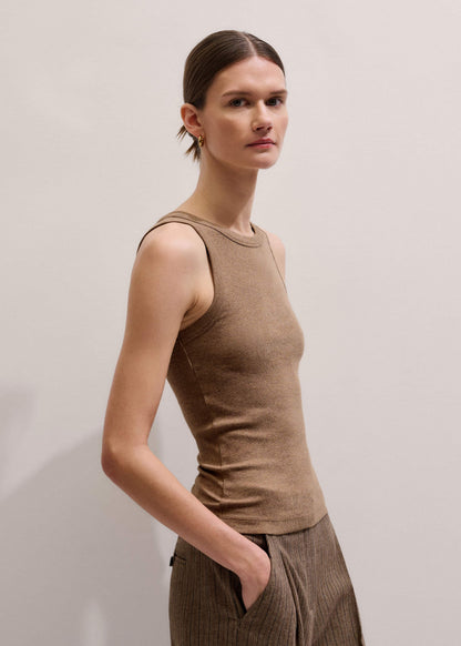 ME+EM Camel Brown Ultimate Crew Neck Tank