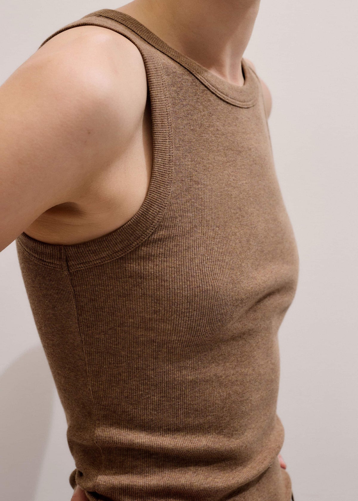 ME+EM Camel Brown Ultimate Crew Neck Tank