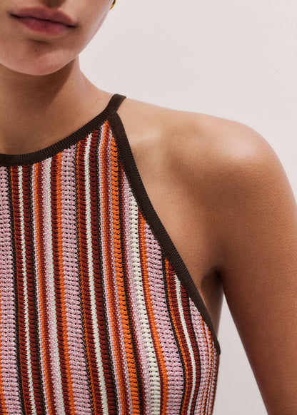 ME+EM Cinnamon Brown Stripe Slim Knit Tank