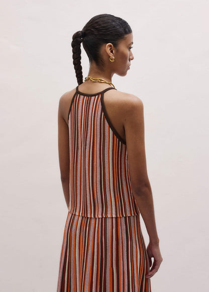 ME+EM Cinnamon Brown Stripe Slim Knit Tank