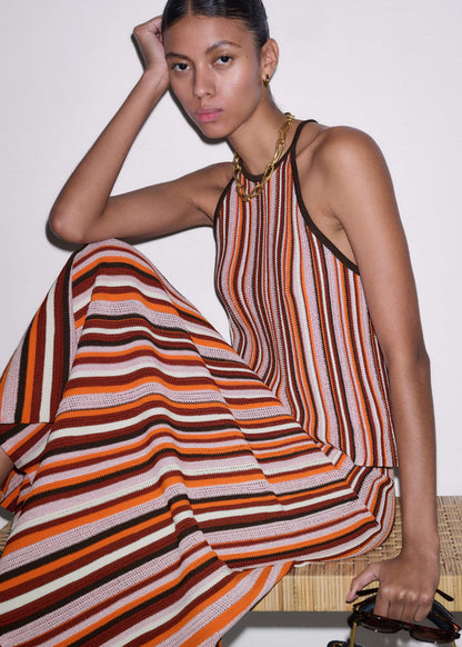 ME+EM Cinnamon Brown Stripe Slim Knit Tank