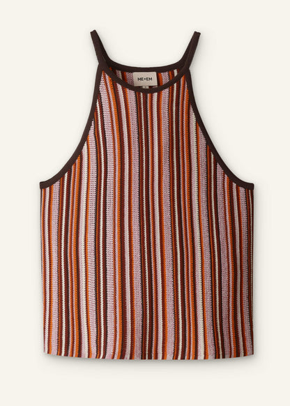 ME+EM Cinnamon Brown Stripe Slim Knit Tank
