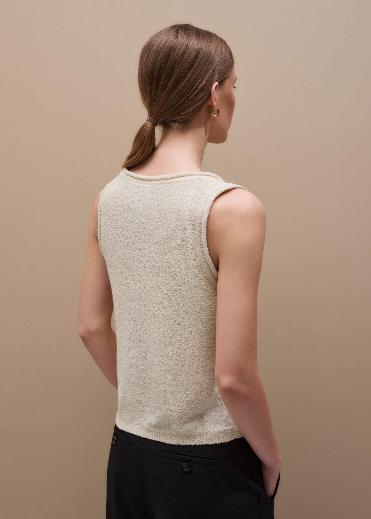 ME+EM Cream Slim Knit Tank Top