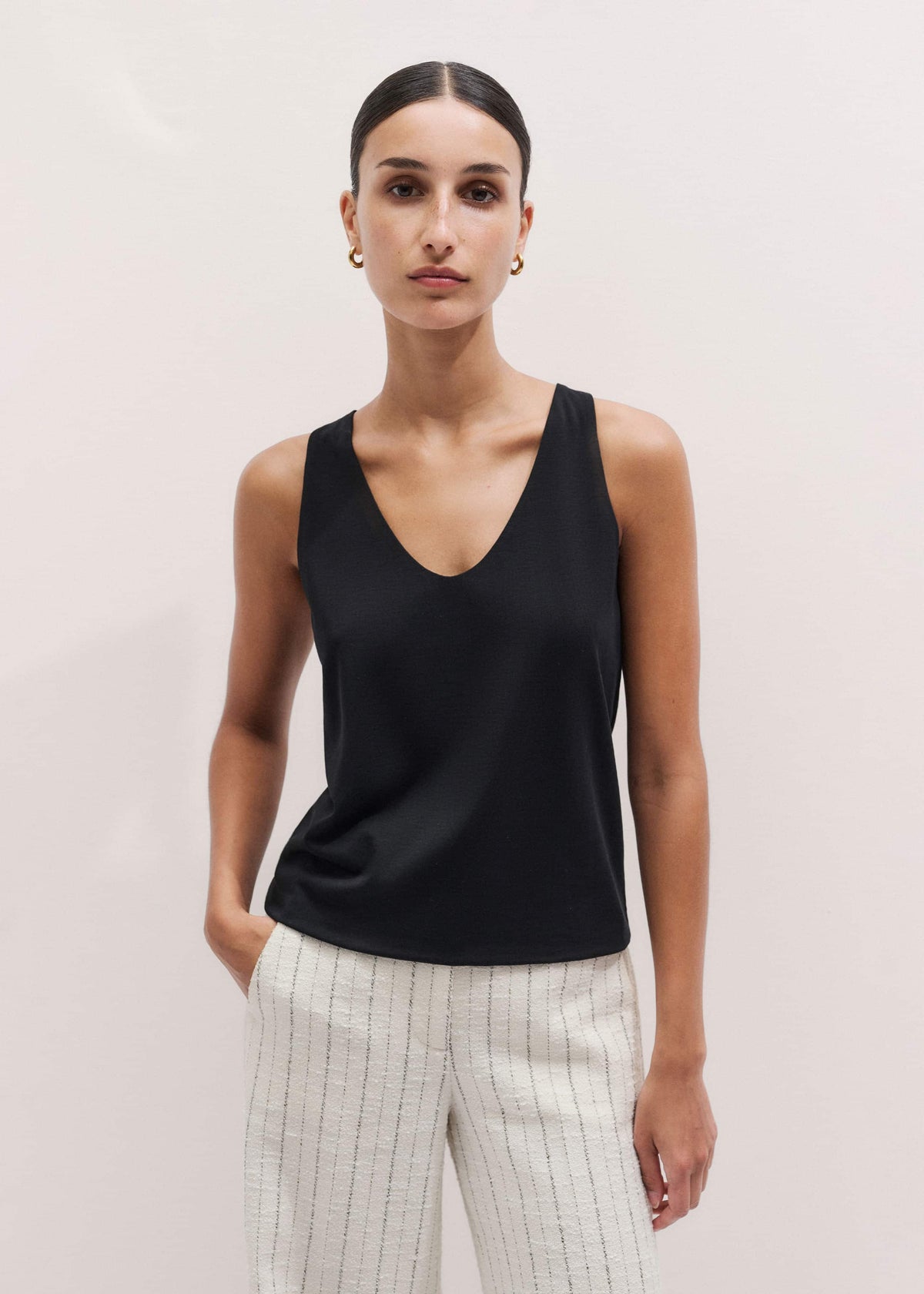 ME+EM Black Scoop Neck Vest