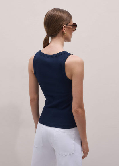 ME+EM Navy Ultimate Crew Neck Perfect Basic Tank