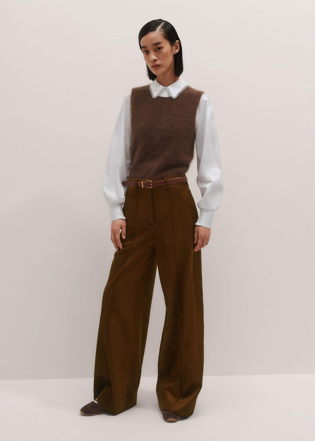 ME+EM Brown Straight Sweater Vest