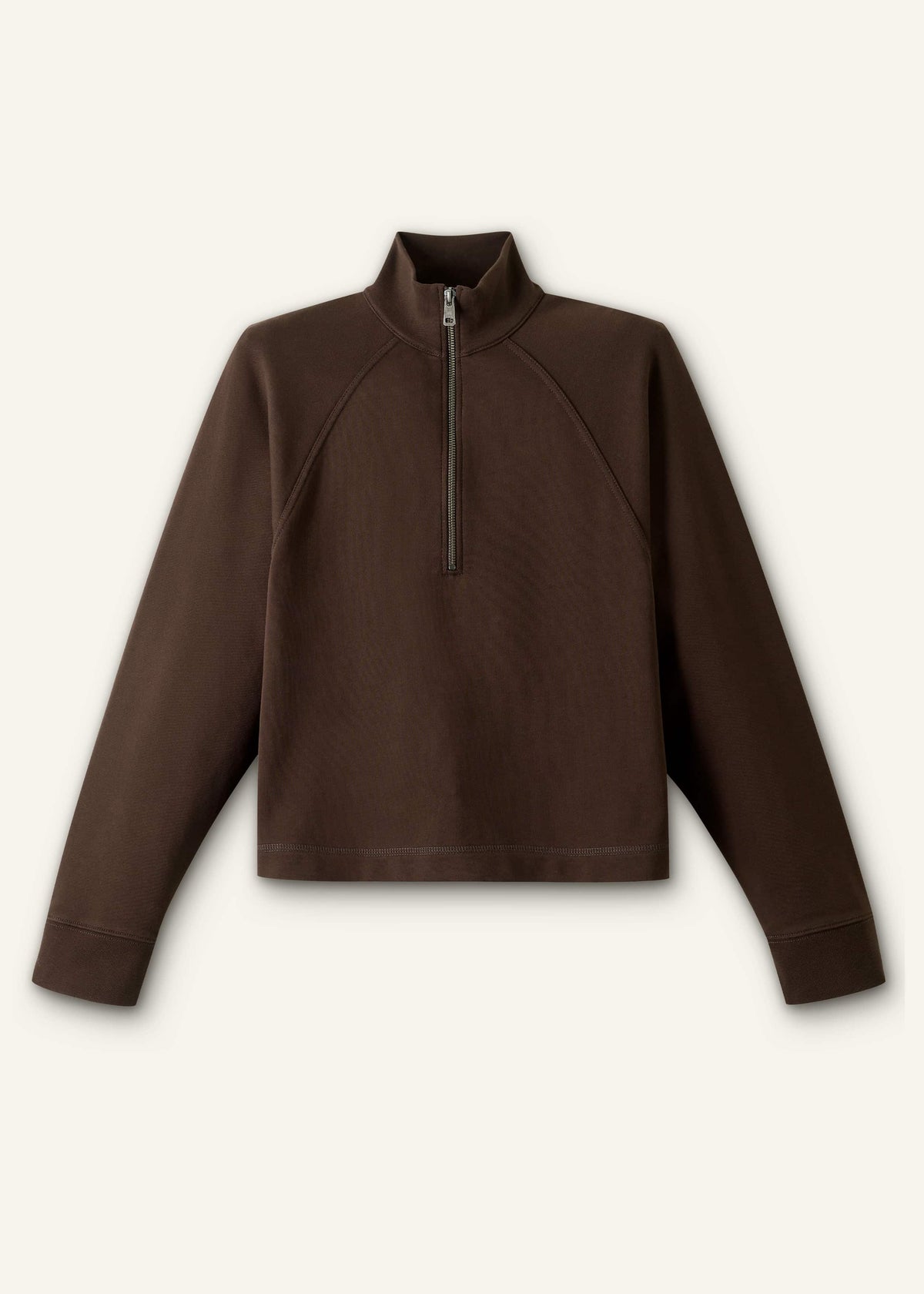 ME+EM Brown Sweatshirt Cropped Funnel Neck Top