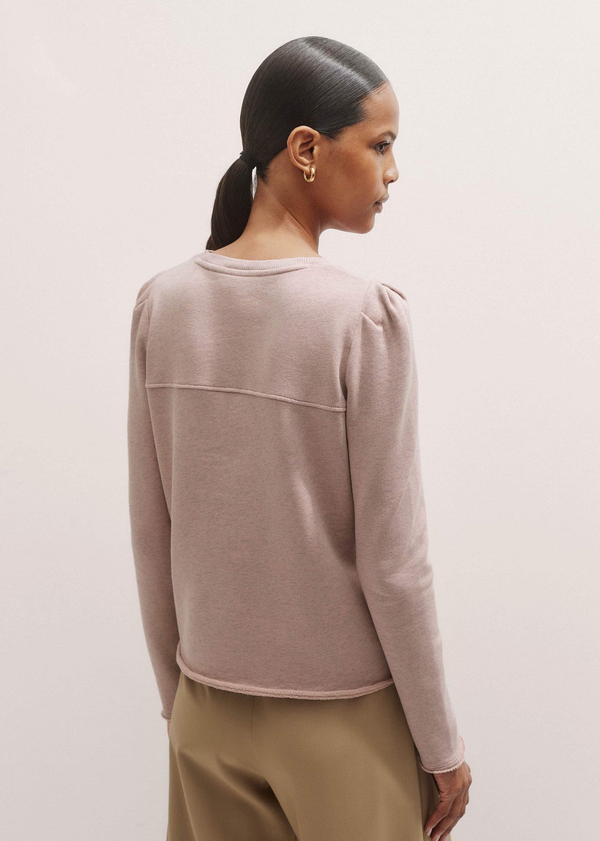 ME+EM Pink Raw Edge Feminine Sweatshirt