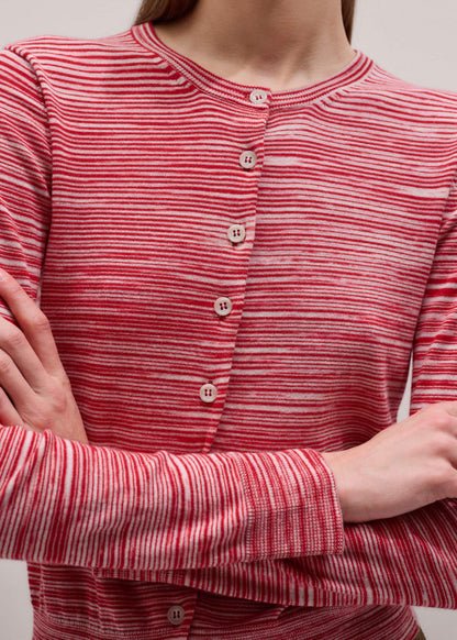 ME+EM Red Spacedye Slim Fit Cardigan