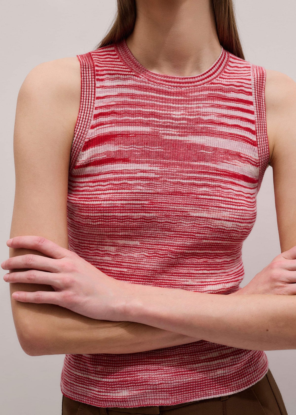 ME+EM Red Spacedye Slim Fit Knit Vest