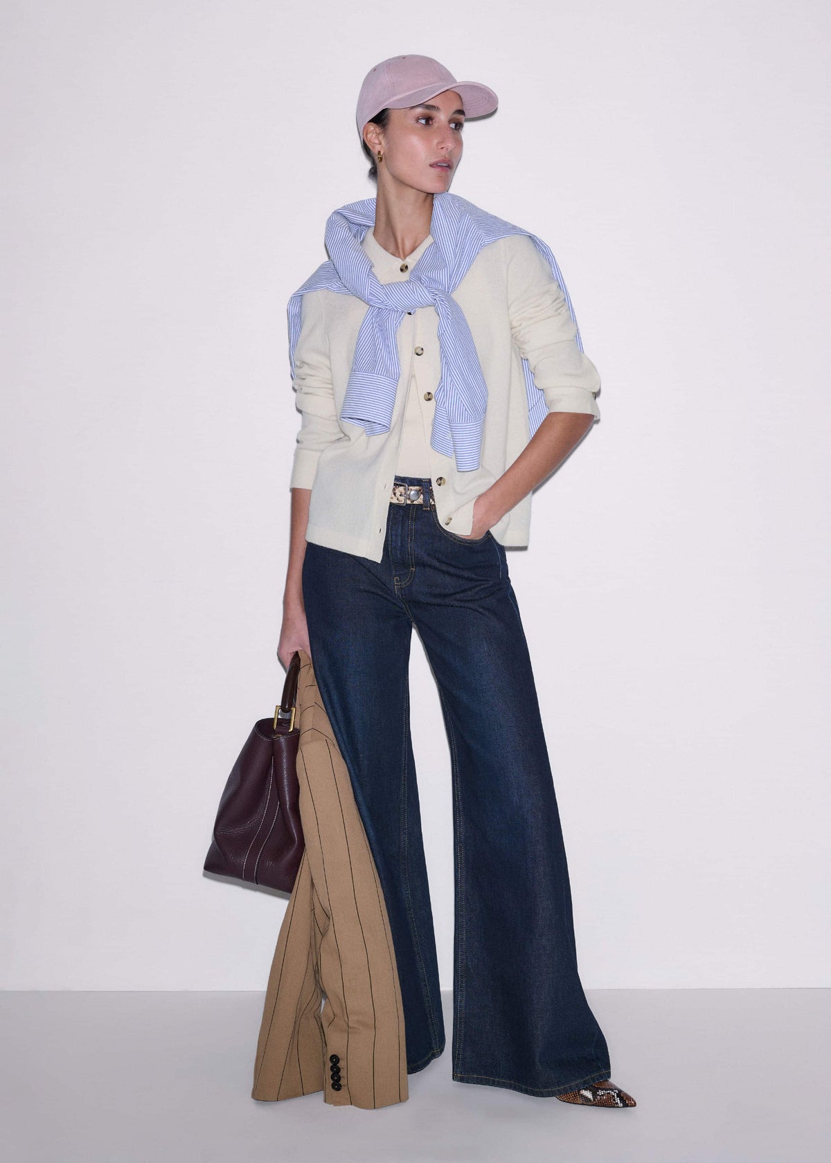 ME+EM Cream Relaxed Knit Shirt