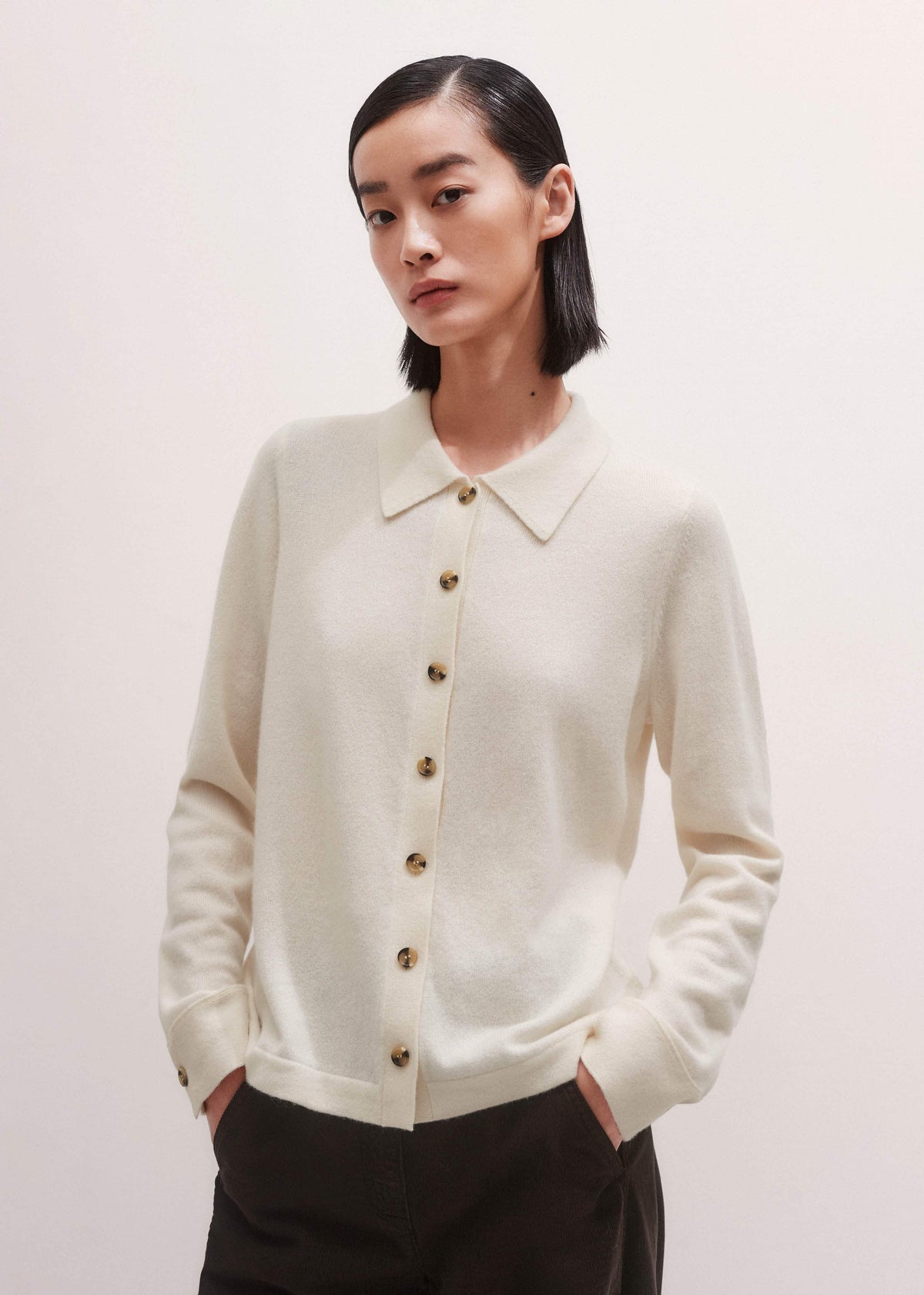 ME+EM Cream Relaxed Knit Shirt