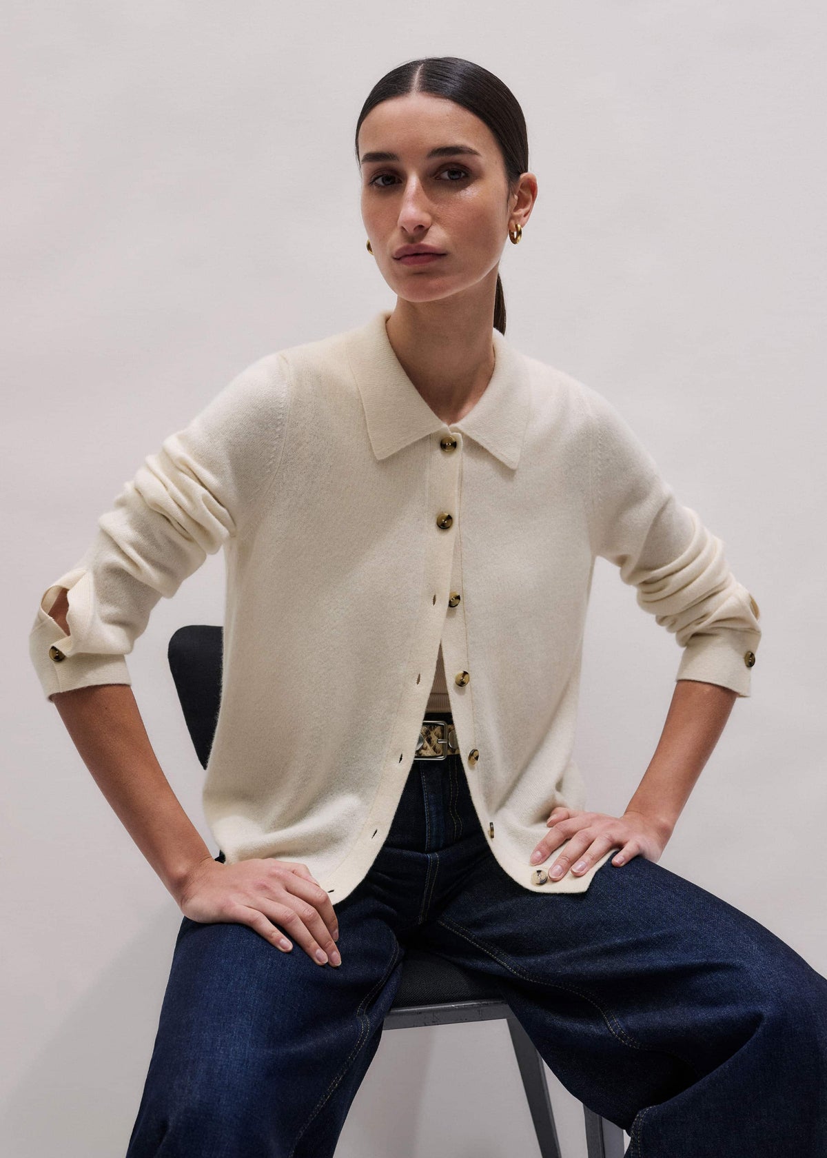 ME+EM Cream Relaxed Knit Shirt