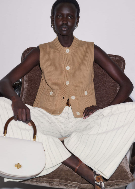 ME+EM Brown Straight Crop Vest