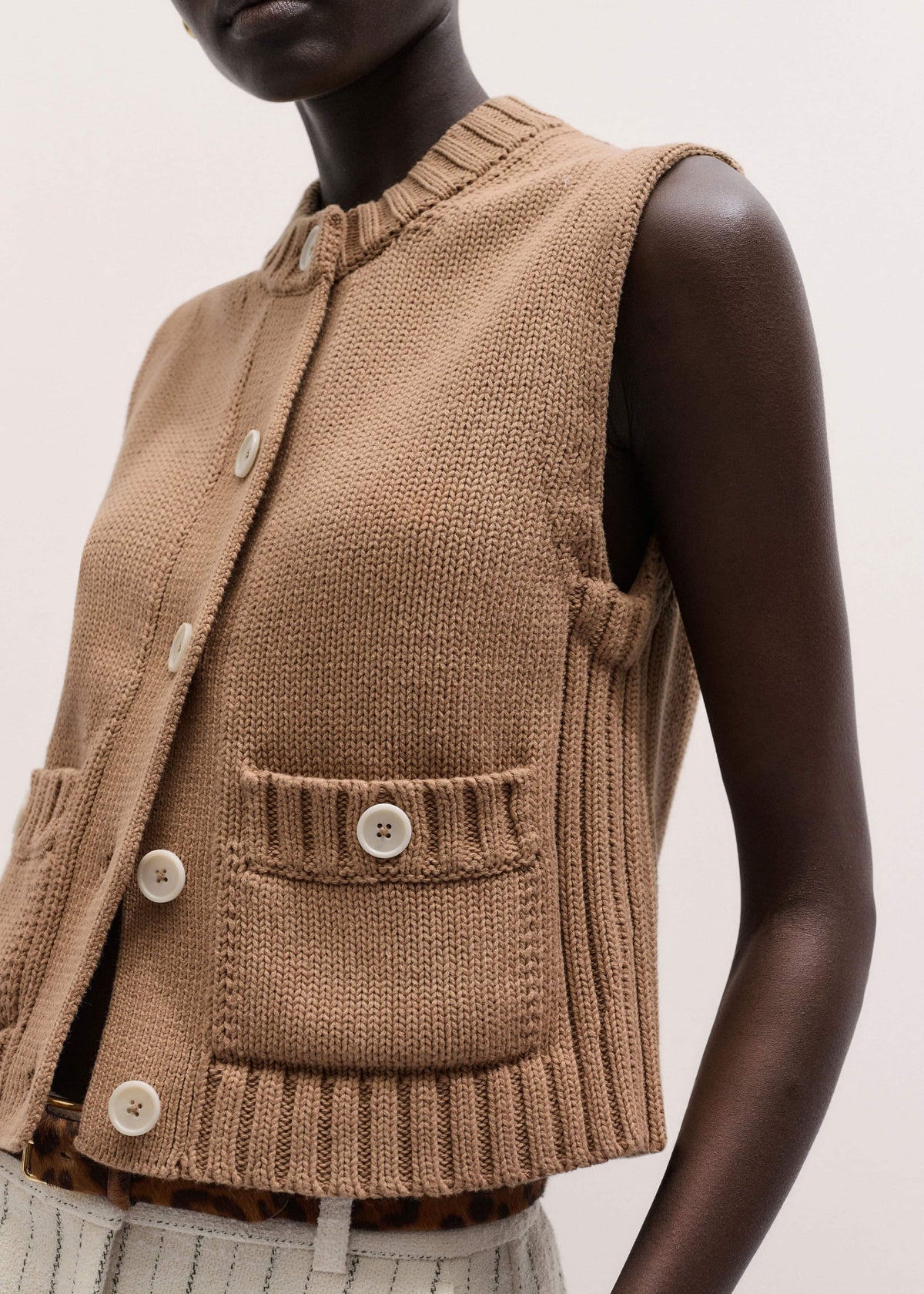 ME+EM Brown Straight Crop Vest