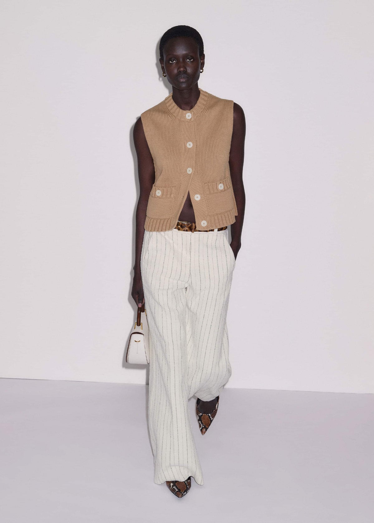 ME+EM Brown Straight Crop Vest