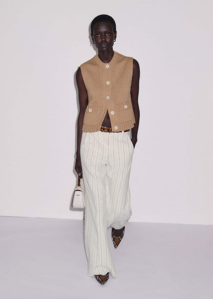 ME+EM Brown Straight Crop Vest