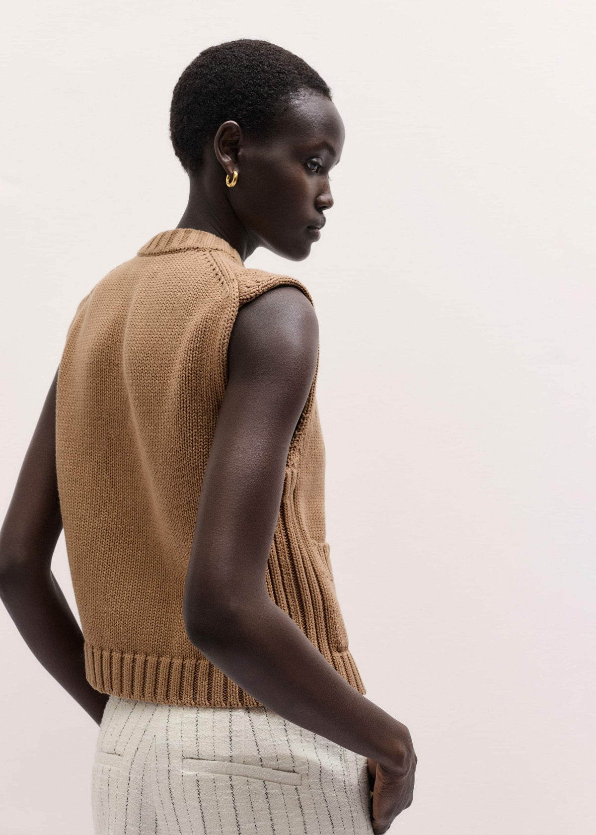 ME+EM Brown Straight Crop Vest